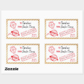 金ゴールドクリスマスサンタギフト北極デリバリ 長方形シール (シート)