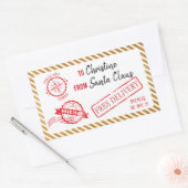 金ゴールドクリスマスサンタギフト北極デリバリ 長方形シール (封筒)