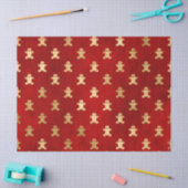 金ゴールドクリスマスジンジャーブレッドマンオン赤デコページ 薄葉紙 (クラフト)