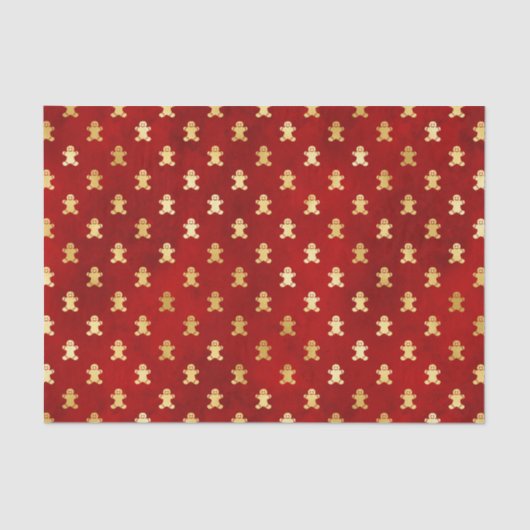 金ゴールドクリスマスジンジャーブレッドマンオン赤 薄葉紙 (正面)