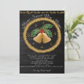 金ゴールドクリスマスジンルベルワイス引っ越し祝いパーティー 招待状 (スタンド正面)