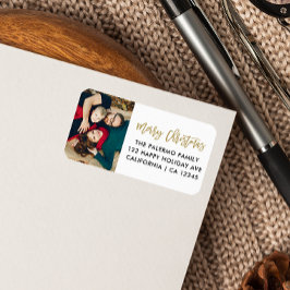 金ゴールドクリスマススクリプトタイポグラフィの写真の戻り ラベル