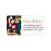 金ゴールドクリスマススクリプトタイポグラフィの写真の戻り ラベル (正面)