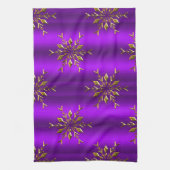 金ゴールドクリスマススターが紫のクリスマス キッチンタオル (縦)
