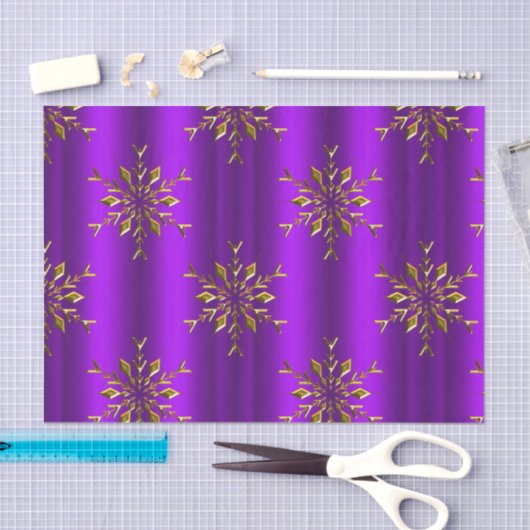 金ゴールドクリスマススターが紫のクリスマス 薄葉紙 (クラフト)