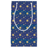 金ゴールドクリスマススターオンブルー スモールペーパーバッグ (正面)