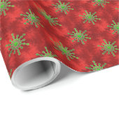 金ゴールドクリスマススターバーストレッドパターンホリデー ラッピングペーパー (ロールコーナー)
