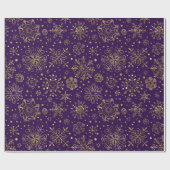 金ゴールドクリスマススノーフレーク紫の変更バック ラッピングペーパー (フラット)
