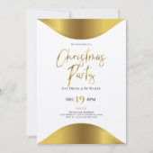 金ゴールドクリスマスタイポグラフィディナーパーティー招待状 招待状 (正面)