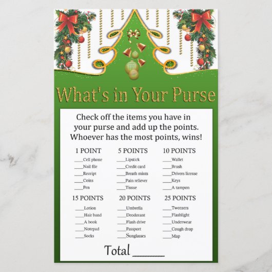 金ゴールドクリスマスツリーあなたの財布ゲームの中に何が (正面)