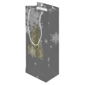 金ゴールドクリスマスツリーとスノーフレークスワイン抱き枕 ワインギフトバッグ (裏面アングル)