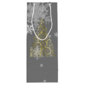 金ゴールドクリスマスツリーとスノーフレークスワイン抱き枕 ワインギフトバッグ (裏面)