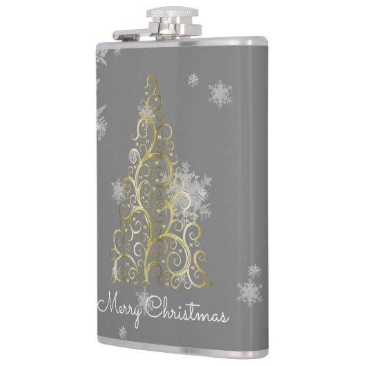 金ゴールドクリスマスツリーとスノーフレークフラスコ フラスク (左)