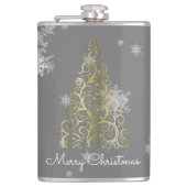 金ゴールドクリスマスツリーとスノーフレークフラスコ フラスク (正面)