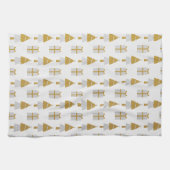 金ゴールドクリスマスツリーとプレゼントキッチンタオル キッチンタオル (横)