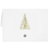 金ゴールドクリスマスツリーと雪片グリーティングカード (裏面横)