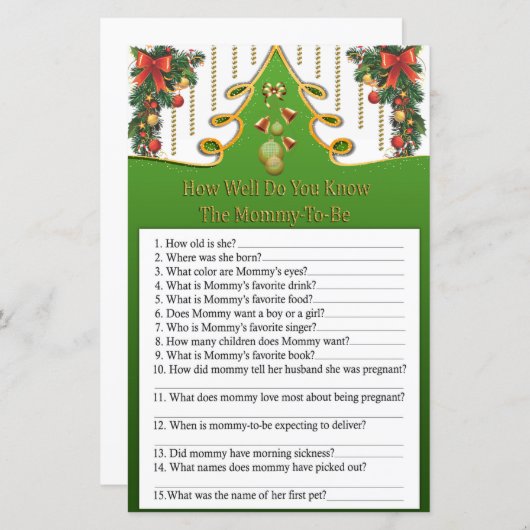 金ゴールドクリスマスツリーどのように良くゲームを知っている (正面/裏面)