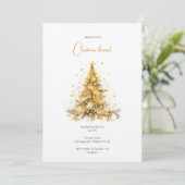 金ゴールドクリスマスツリーのクリスマスディナー 招待状 (スタンド正面)