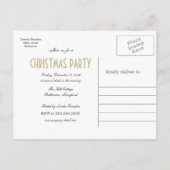 金ゴールドクリスマスツリーのクリスマスパーティー保存日付 案内ポストカード (裏面)