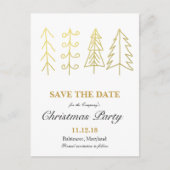 金ゴールドクリスマスツリーのクリスマスパーティー保存日付 案内ポストカード (正面)