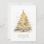 金ゴールドクリスマスツリーの水の色パーソナライズされた シーズンカード (正面)