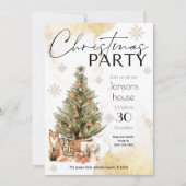 金ゴールドクリスマスツリーウィンターパーティの招待状 招待状 (正面)