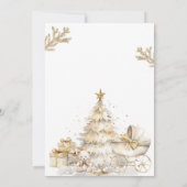 金ゴールドクリスマスツリーウィンターホリデーベビースプリンクル 招待状 (裏面)