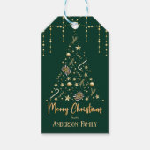 金ゴールドクリスマスツリーエメラルドグリーンメリークリスマス ギフトタグ (正面)