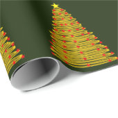 金ゴールドクリスマスツリーオングリーンラッピング紙 ラッピングペーパー (ロールコーナー)