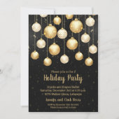 金ゴールドクリスマスツリーオーナメントブラック 招待状 (正面)