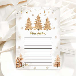 金ゴールドクリスマスツリーカプセルノートメッセージカード サンキューカード