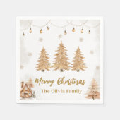 金ゴールドクリスマスツリークリスマスパーティー スタンダードカクテルナプキン (正面)