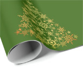 金ゴールドクリスマスツリーグリーンラッピング紙 ラッピングペーパー (ロールコーナー)