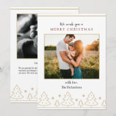 金ゴールドクリスマスツリーシンプル2枚フォトホリデーカード 招待状 (正面/裏面)