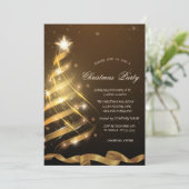金ゴールドクリスマスツリースター企業のクリスマスパーティー 招待状 (スタンド正面)