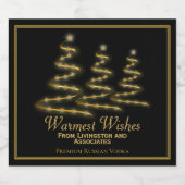 金ゴールドクリスマスツリーズウォームストウィッシュズホリデー リキュールボトルラベル (シングルラベル)