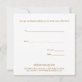 金ゴールドクリスマスツリーズホリデーギフト証明書 (裏面)