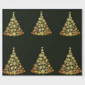 金ゴールドクリスマスツリーダークグリーンラッピング紙 ラッピングペーパー (フラット)