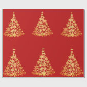 金ゴールドクリスマスツリーダークレッドラッピング紙 ラッピングペーパー (フラット)