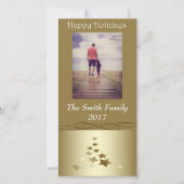 金ゴールドクリスマスツリーハッピーホリデー シーズンカード (正面)