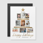 金ゴールドクリスマスツリーフォトコラージュハッピーホリデー (正面/裏面)