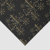 金ゴールドクリスマスツリーベルとスノーフレーク模様 薄葉紙 (詳細)
