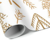 金ゴールドクリスマスツリーホリデーパターン ラッピングペーパー (ロールコーナー)