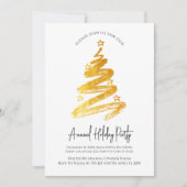 金ゴールドクリスマスツリーホリデーパーティー招待状 招待状 (正面)