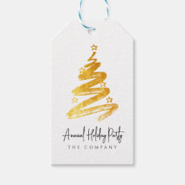金ゴールドクリスマスツリーホリデーパーティー ギフトタグ