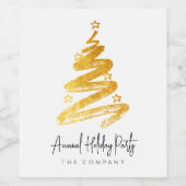 金ゴールドクリスマスツリーホリデーパーティー ワインラベル (シングルラベル)