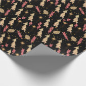 金ゴールドクリスマスツリーラッピング紙ブラック ラッピングペーパー (角)