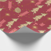 金ゴールドクリスマスツリーラッピング紙ブルゴーニュ ラッピングペーパー (角)