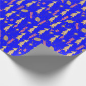 金ゴールドクリスマスツリーラッピング紙ブルー ラッピングペーパー (角)