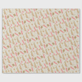 金ゴールドクリスマスツリーラッピング紙ベージュ ラッピングペーパー (フラット)